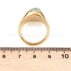 304 Stainless Steel Natural Amazonite Finger Rings&nbsp;RJEW-F203-02G-03