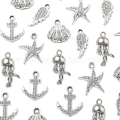 25Pcs 5 Styles Alloy Crystal Rhinestone Pendants&nbsp;FIND-FS0004-10