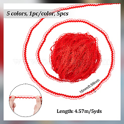 5Pcs 5 Colors Polyester Pleated Elastic Lace Ribbon&nbsp;DIY-NB0014-08