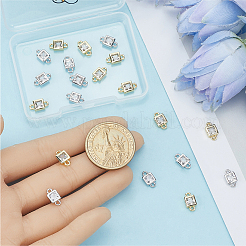 20Pcs 2 Colors Brass Pave Clear Cubic Zirconia Connector Charms&nbsp;KK-BBC0023-70