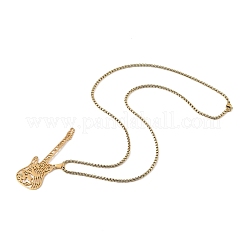 201 Stainless Steel Hollow Guitar Pendant Box Chain Necklaces&nbsp;NJEW-M086-03G