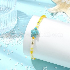 Abacus Glass & Dyed Synthetic Turquoise Beads Stretch Bracelets for Women&nbsp;BJEW-JB13812-02