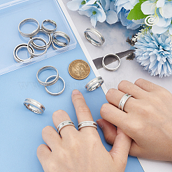 18Pcs 9 Size 201 Stainless Steel Grooved Finger Ring for Men Women&nbsp;STAS-UN0045-60B-P