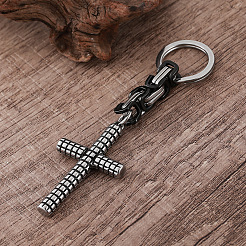 304 Stainless Steel Tartan Cross Keychains&nbsp;SL6248