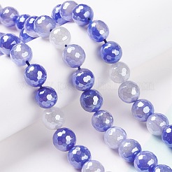 Round Natural Electroplated Blue Agate Beads&nbsp;G-P447-A02-01