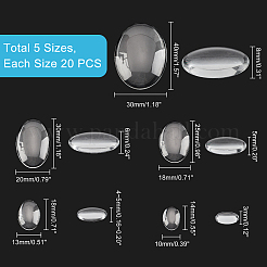 100Pcs 5 Style Transparent Oval Glass Cabochons&nbsp;GGLA-PH0001-32