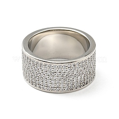 Cubic Zirconia Heart Wide Band Finger Ring&nbsp;RJEW-C027-01P