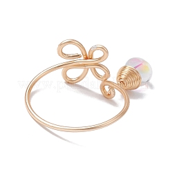 Brass Wire Wrap Hollow Butterfly Cuff Rings&nbsp;RJEW-JR00654