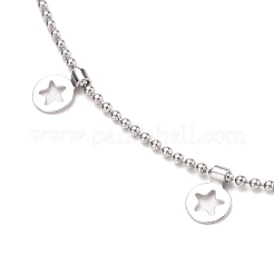 Non-Tarnish 304 Stainless Steel Flat Round with Star Pendant Necklaces&nbsp;NJEW-JN03196
