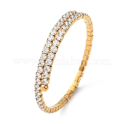 304 Stainless Steel Micro Pave Cubic Zirconia Open Cuff Bangles for Women&nbsp;BJEW-K293-04B-G