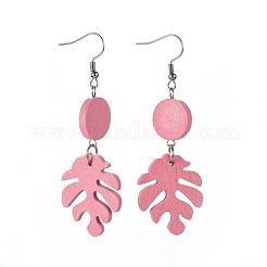 Painted Poplar Wood Dangle Earrings&nbsp;EJEW-JE03510-M