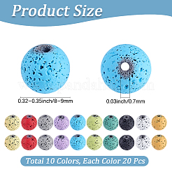 200Pcs 10 Colors Spray Painted Natural Lava Rock Beads Strands&nbsp;G-PA0001-89