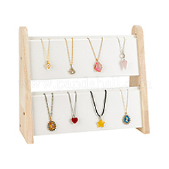 2-Layer Bamboo Slant Back Necklace Organizer Display Stands&nbsp;NDIS-WH0010-31