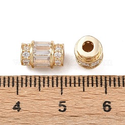 Brass Micro Pave Clear Cubic Zirconia Beads&nbsp;KK-C142-10LG