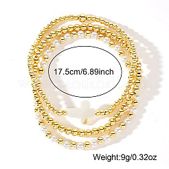 3Pcs Brass Round Beads Stretch Bracelets for Women&nbsp;NV0824