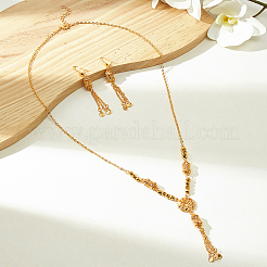 Flower Stainless Steel Column Tassels Earrings & Necklaces Sets for Women&nbsp;TX1175