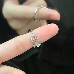Alloy with Crystal Rhinestone Cuff Open Rings for Women&nbsp;FS-WG2A069-01