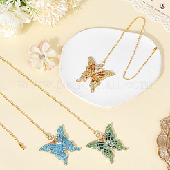 3Pcs Butterfly Alloy Rhinestone Charms Ceiling Fan Pull Chain Extenders&nbsp;HJEW--CP00040