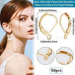 50Pcs 304 Stainless Steel Leverback Earring Findings&nbsp;STAS-BBC0006-74