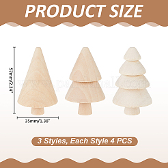 12Pcs 3 Styles Unfinished Wood 3D Tree&nbsp;WOOD-ME0001-19