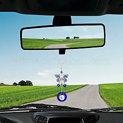 Blue Evil Eye with Butterfly Car Hanging Decoration Ornament&nbsp;HJEW-WH0043-34
