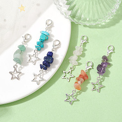 Natural & Synthetic Gemstone Chip Pendant Decoration&nbsp;HJEW-TA00084