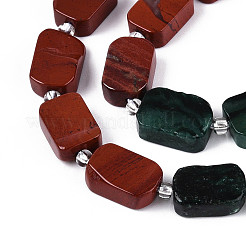 Natural Fuchsite & Red Jasper & Rainbow Moonstone Beads Strands&nbsp;G-T144-14B-01