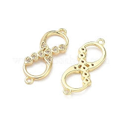 Brass Micro Pave Cubic Zirconia Heart Infinity Connector Charms&nbsp;KK-P350-12G-01