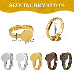 60Pcs 5 Colors Adjustable Brass Ring Components&nbsp;FIND-SZ0002-23-NR