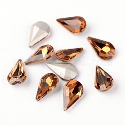 Faceted Teardrop Glass Pointed Back Rhinestone Cabochons&nbsp;X-RGLA-E004-10x6mm-M