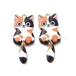 Light Gold Rack Plating Alloy Enamel Pendants&nbsp;ENAM-G210-01LG
