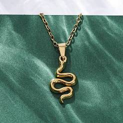 Snake 304 Stainless Steel Pendant Necklaces&nbsp;NJEW-M096-03G