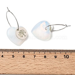 Natural & Synthetic Gemstone & 304 Stainless Steel Hoop Earrings for Women&nbsp;EJEW-G475-05P