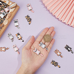 42Pcs 7 Colors Light Gold Rack Plating Alloy Enamel Pendants&nbsp;ENAM-OC0001-17
