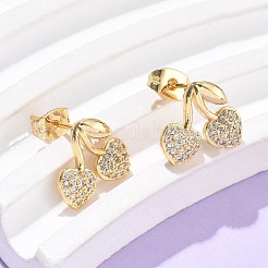 Brass Clear Cubic Zirconia Stud Earrings&nbsp;EJEW-Q017-03A-G