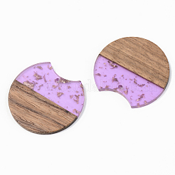 Transparent Resin & Walnut Wood Pendants&nbsp;RESI-S389-001A-B