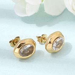 6 Pairs 304 Stainless Steel Pave Cubic Zirconia Stud Earrings&nbsp;SA-CBADCF0-04G-04
