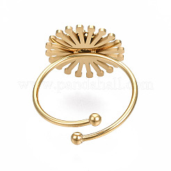304 Stainless Steel Open Cuff Finger Ring Cabochon Settings&nbsp;X-STAS-T060-14G