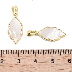 Brass Pave Natural Shell Pendants&nbsp;KK-C051-16G