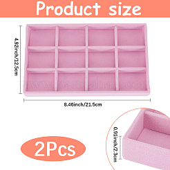 2Pcs 12 Grids Rectangle Velvet Display Trays&nbsp;ODIS-SP0001-18A