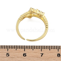 Rack Plating Bowknot Brass Micro Pave Clear Cubic Zirconia Cuff Rings for Women&nbsp;RJEW-M028-62G