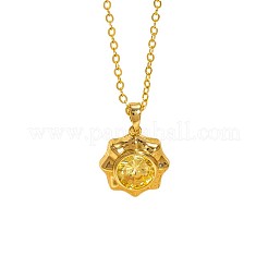 Brass Pave Gold Cubic Zirconia Star Pendant Necklaces for Women&nbsp;WG2341B-03