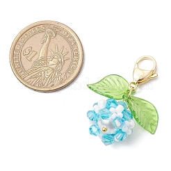 Flower Acrylic & Glass Pearl Pendant Decorations&nbsp;HJEW-MZ00219-04