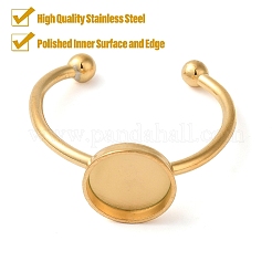 304 Stainless Steel Flat Round Pad Ring Setting&nbsp;STAS-I306-05B-G