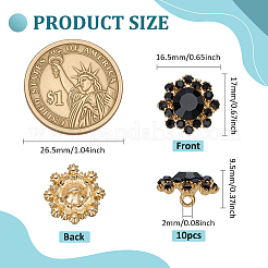 10Pcs 1-Hole Alloy Glass Buttons&nbsp;BUTT-FG0001-50A