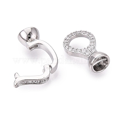 Brass Micro Pave Clear Cubic Zirconia Fold Over Clasps&nbsp;KK-Q074-15P