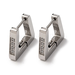 304 Stainless Steel Cubic Zirconia Trapezoid Hoop Earrings&nbsp;EJEW-D331-06P