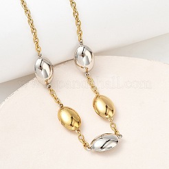 Two Tone 304 Stainless Steel Oval Link Chain Necklaces for Women&nbsp;NJEW-A074-10GP