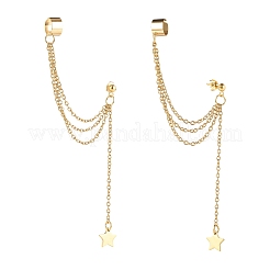 304 Stainless Steel Safety Chains Dangle Stud Earrings with Ear Cuff&nbsp;EJEW-JE04922-02