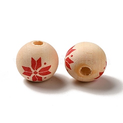 Christmas Snowflake Printed Wood European Beads&nbsp;WOOD-K007-05B